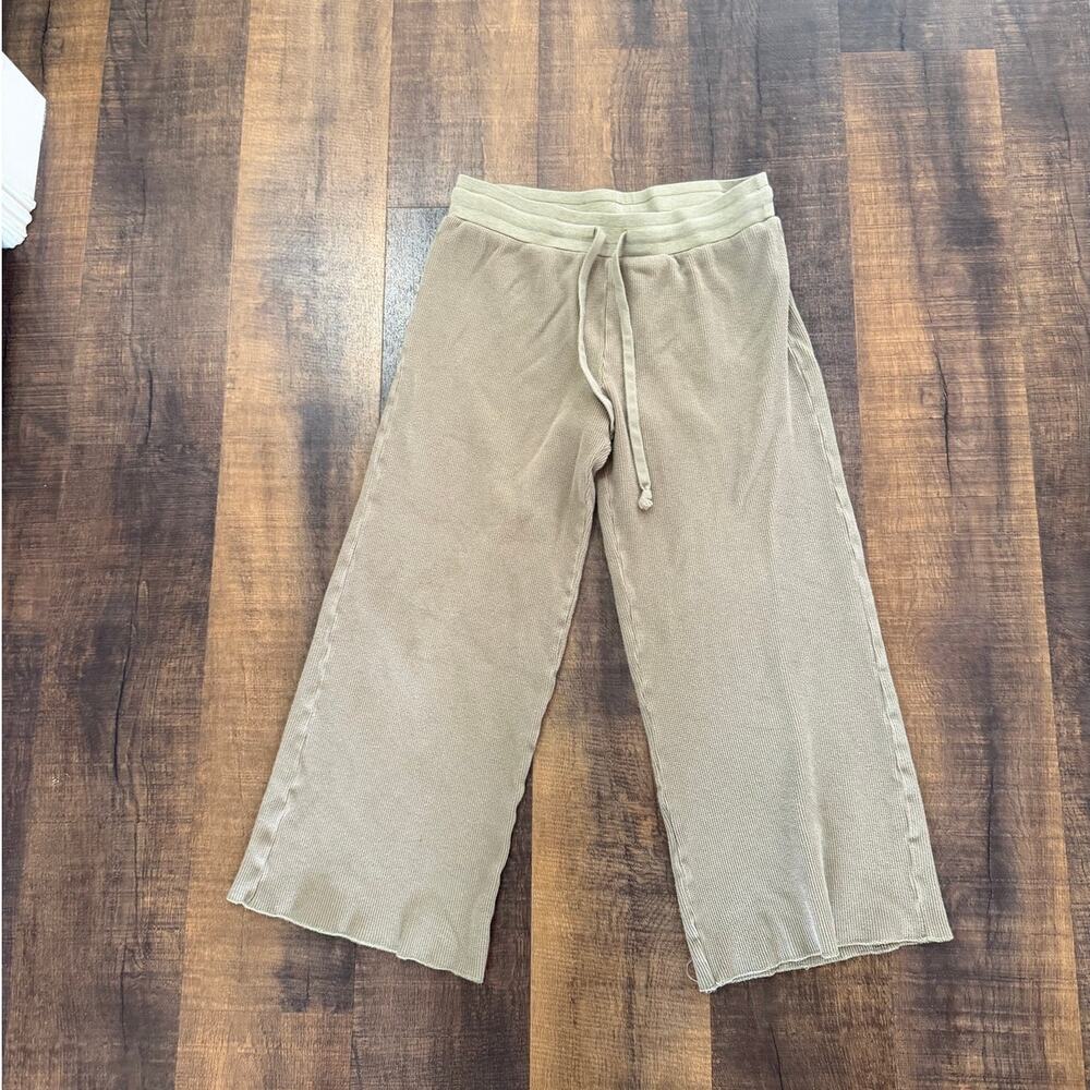 Natural Life Olive Green Ribbed Wide Leg Lounge Pants Medium